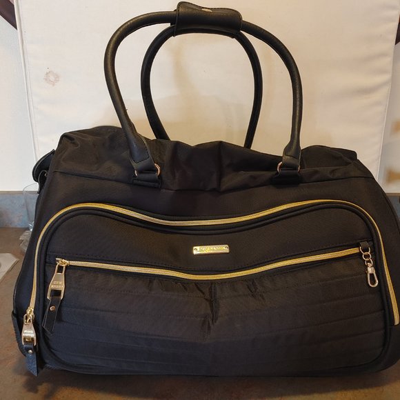 Steve Madden Handbags - Steve Madden 22 Inch Black Logo Wheeled Duffle